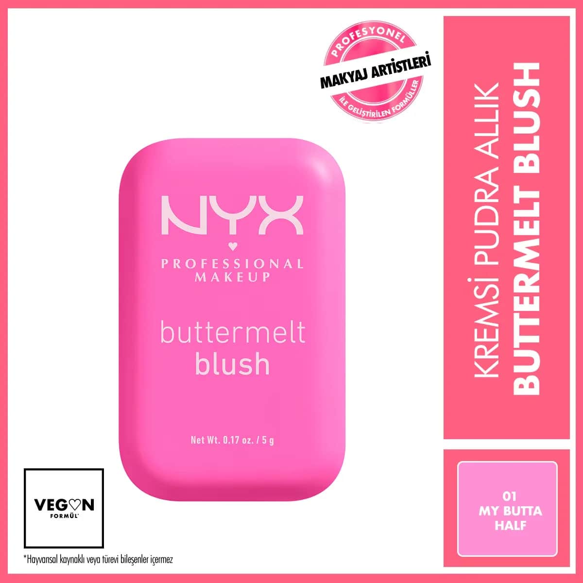 NYX Buttermelt Blush Cremepuder - 01 My Butta, 12 Stunden Haltbarkeit