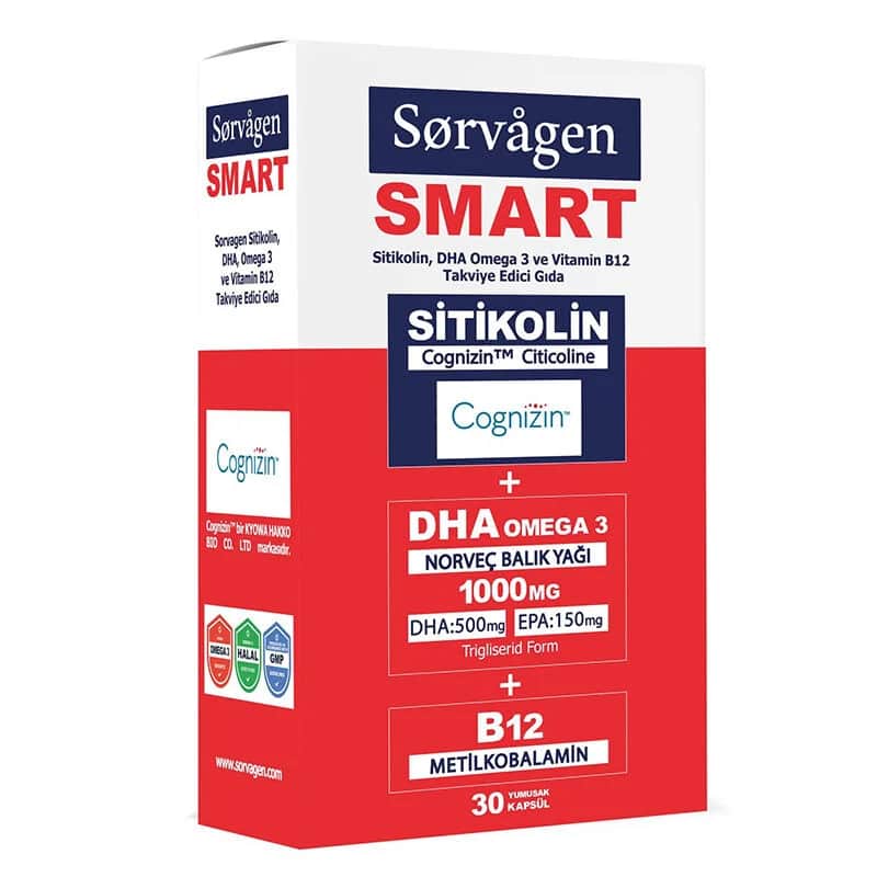 Sorvagen Smart Citicolin DHA Omega 3 &amp; B12 Kapseln 30 Stück