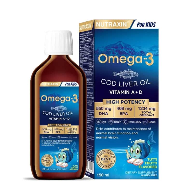 Nutraxin Kinder Omega-3 Fischöl Ergänzung 150ml