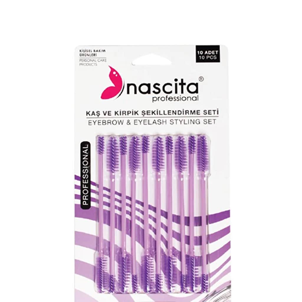 Nascita 10-teiliges lila Mascara- und Augenbrauenpinsel-Set