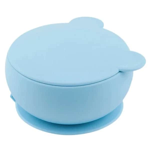 OiOi Blaue Silikon-Schüssel mit Deckel