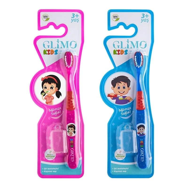 Glimo Kinderzahnbürste - weiche Borsten &amp; ergonomischer Griff