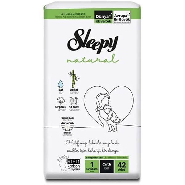Sleepy Naturals Bio-Velcro-Windeln für Neugeborene 42er-Pack