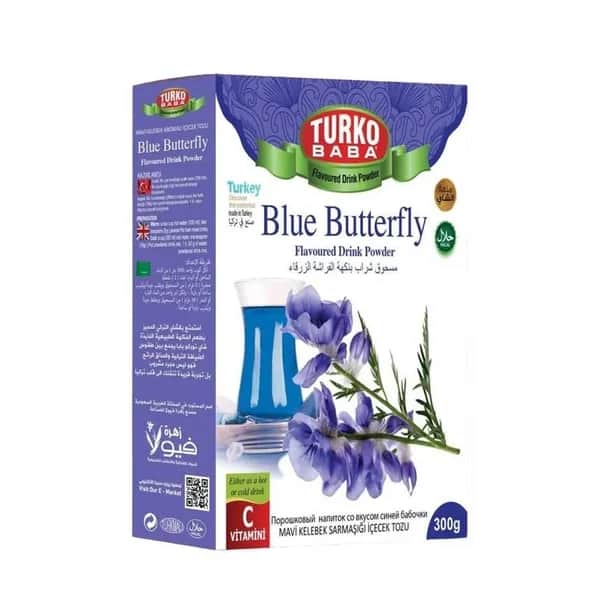 Blauer Schmetterlingsgeschmack Getränkepulver, heiß oder kalt, 300g von Turko Baba