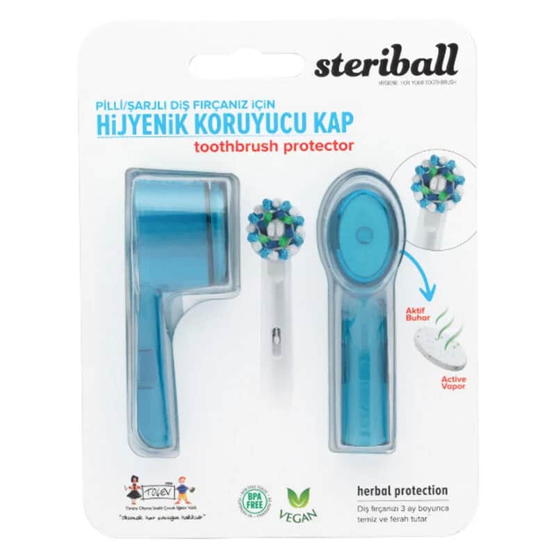 Steriball blauer hygienischer Zahnbürstenbehälter für alle Bürstentypen