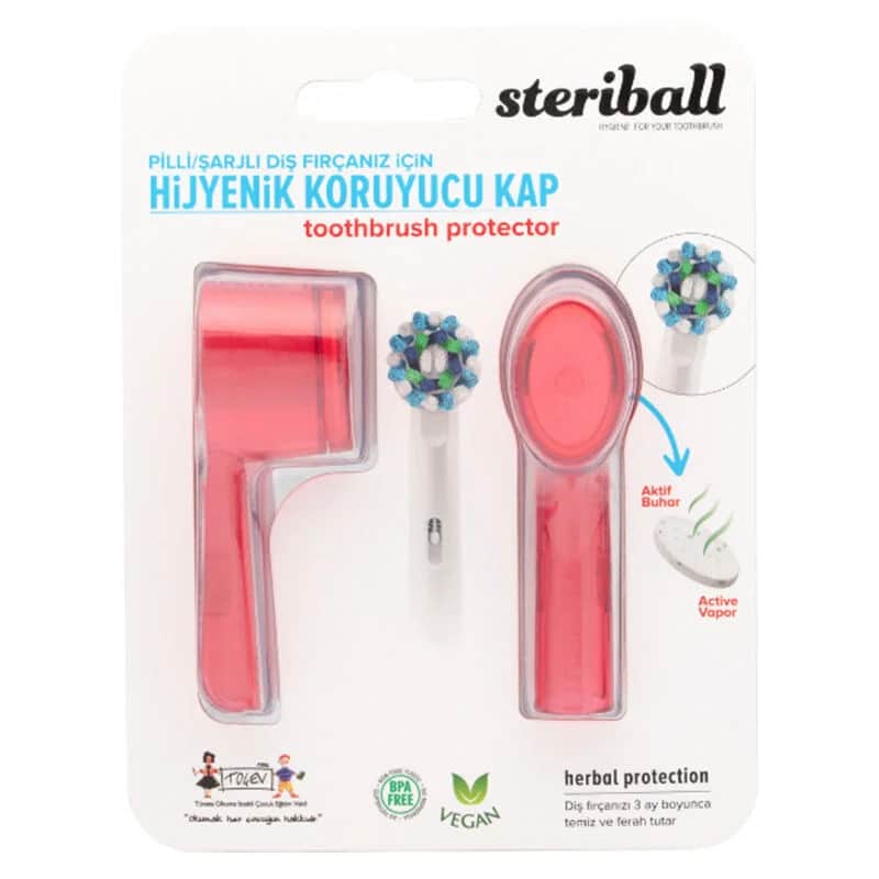 Steriball Roter Hygienischer Zahnbürstenbehälter für Reisen und Zuhause
