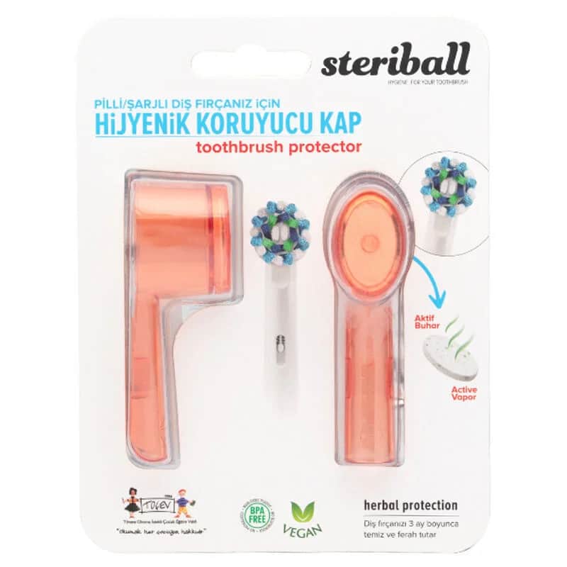 Steriball Orange Hygienischer Zahnbürstenbehälter für Reisen