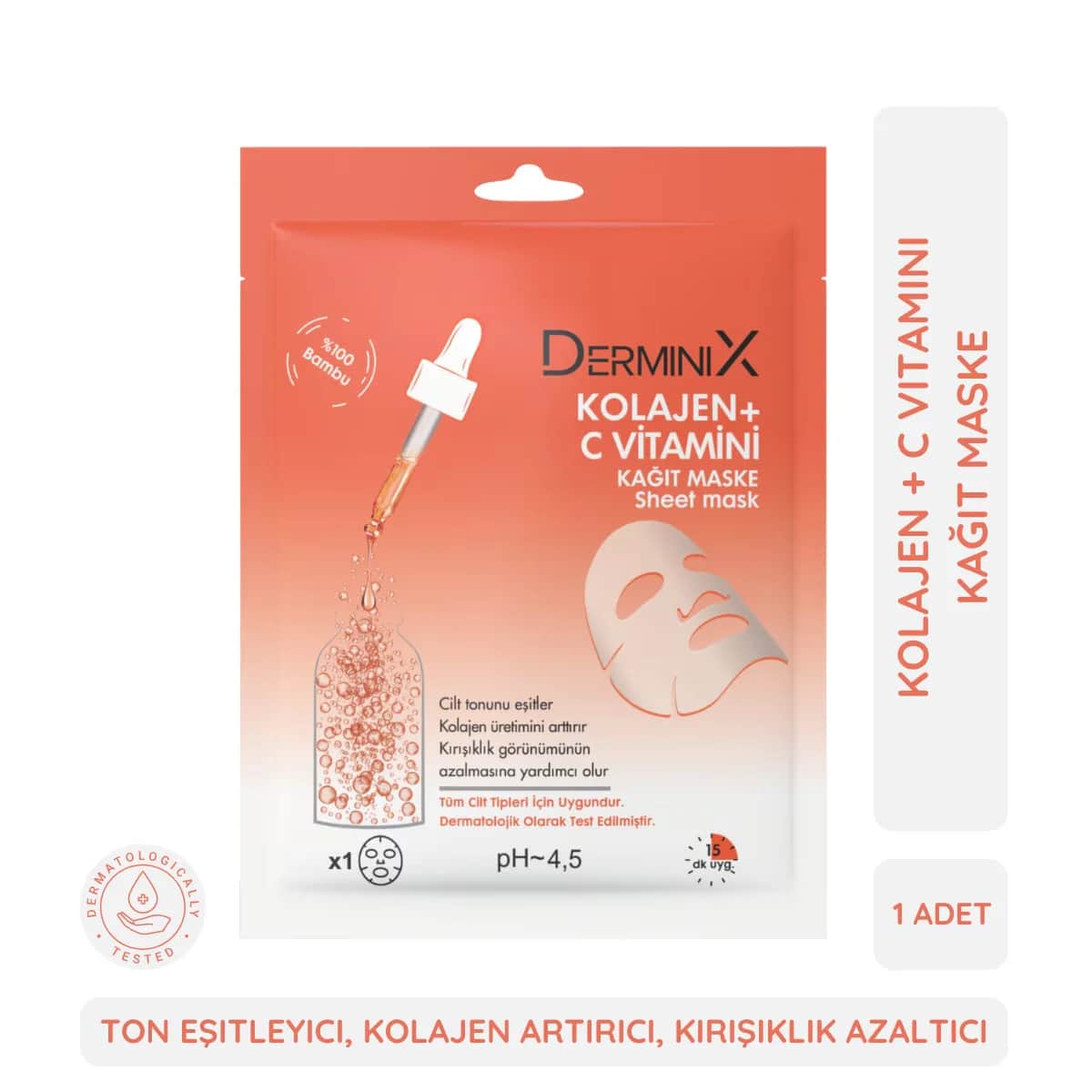 Derminix Kollagen &amp; Vitamin C Gesichtsmaske - 1 Stück