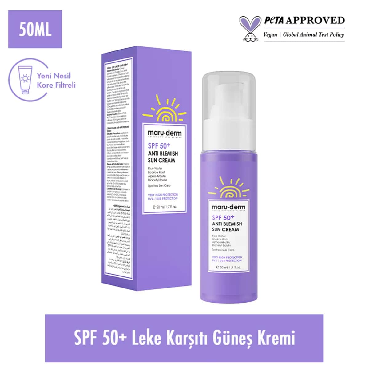 Maruderm SPF50+ Anti-Fleck Sonnencreme - Fleckenreduzierend 50ml