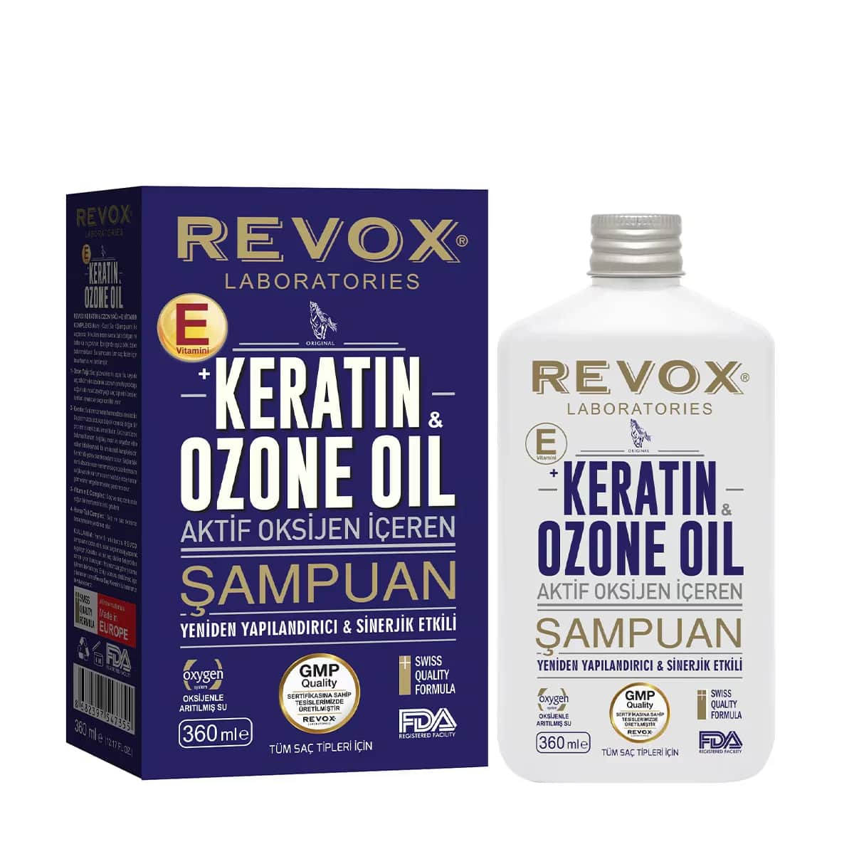 Revox Shampoo Keratin und Ozonöl Vitamin E Pflege 360 ml
