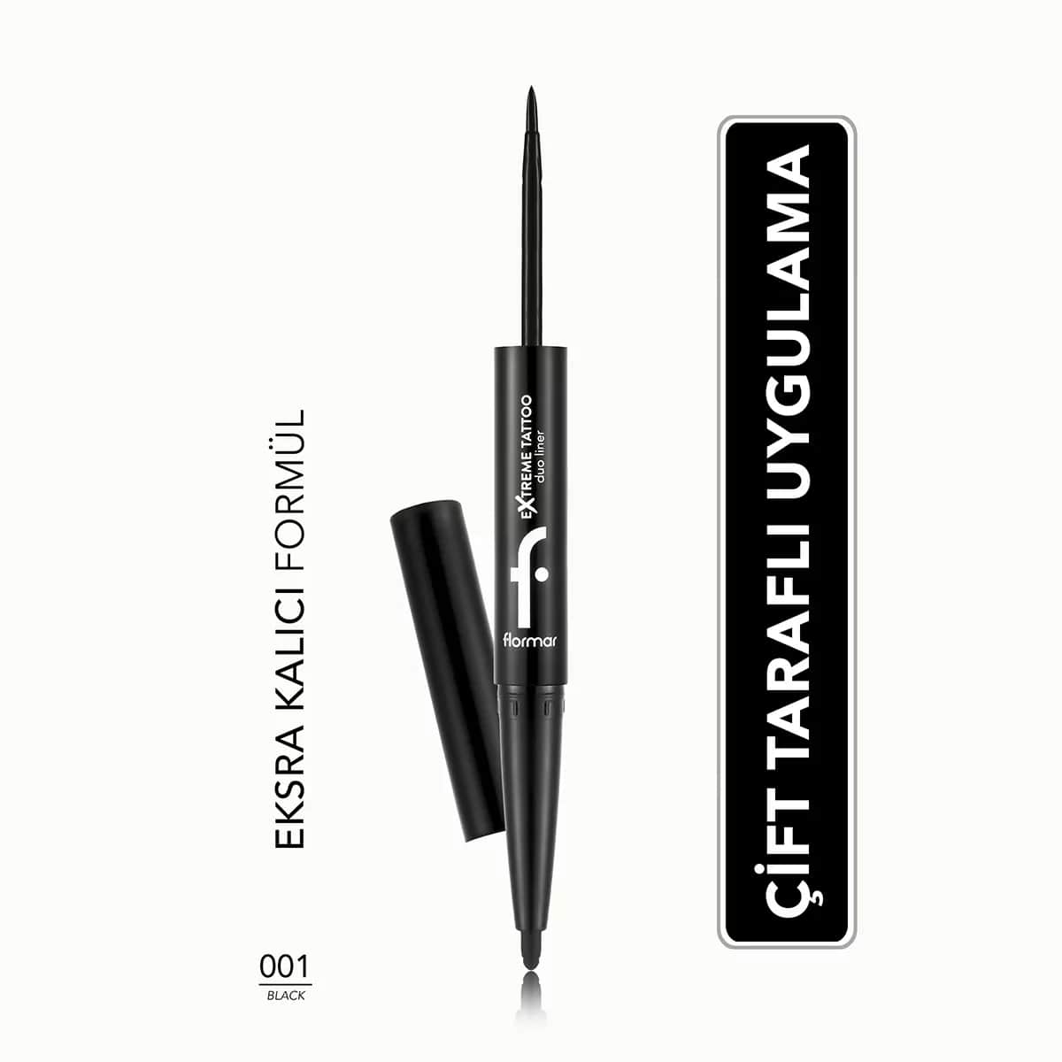 Flormar Extreme Tattoo Duo 2-in-1 Eyeliner &amp; Gelstift - Schwarz