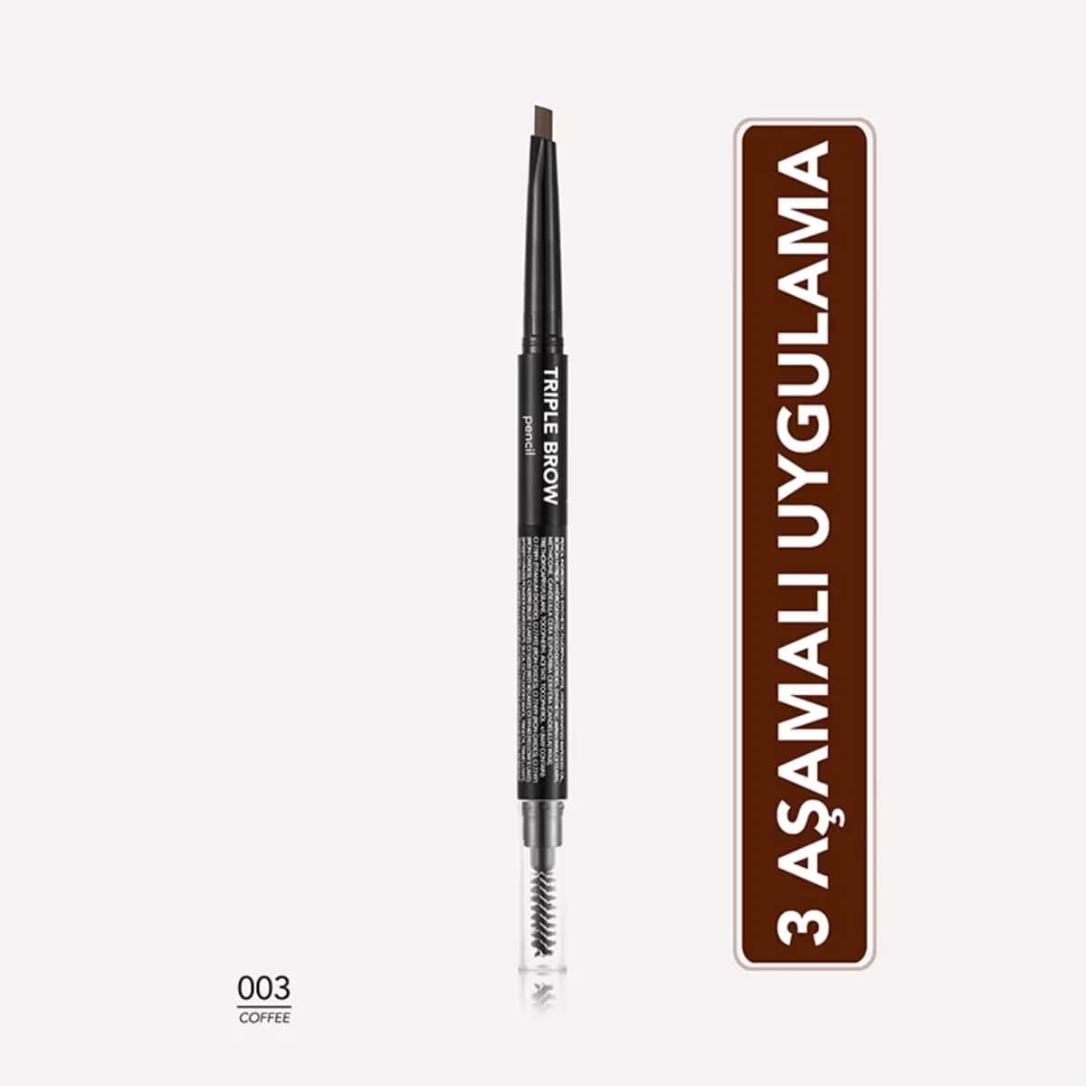 Flormar Triple Augenbrauenpinsel und Puderstift 003 Kaffee