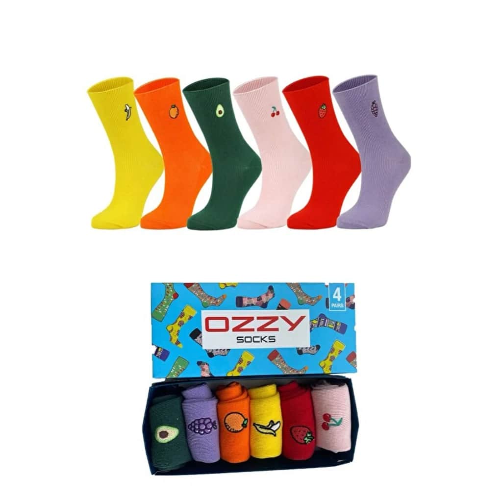 Ozzy Damen 6er-Pack Obst bestickte Baumwollsocken 36/40