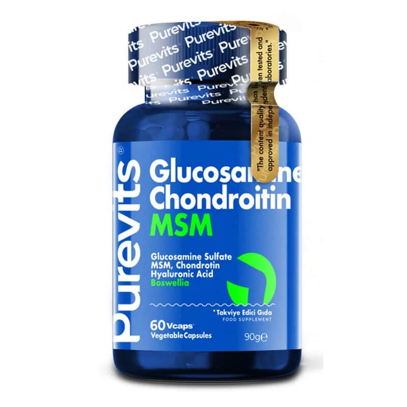 Purevits Glucosamin Chondroitin MSM Nahrungsergänzung - 60 Tabletten