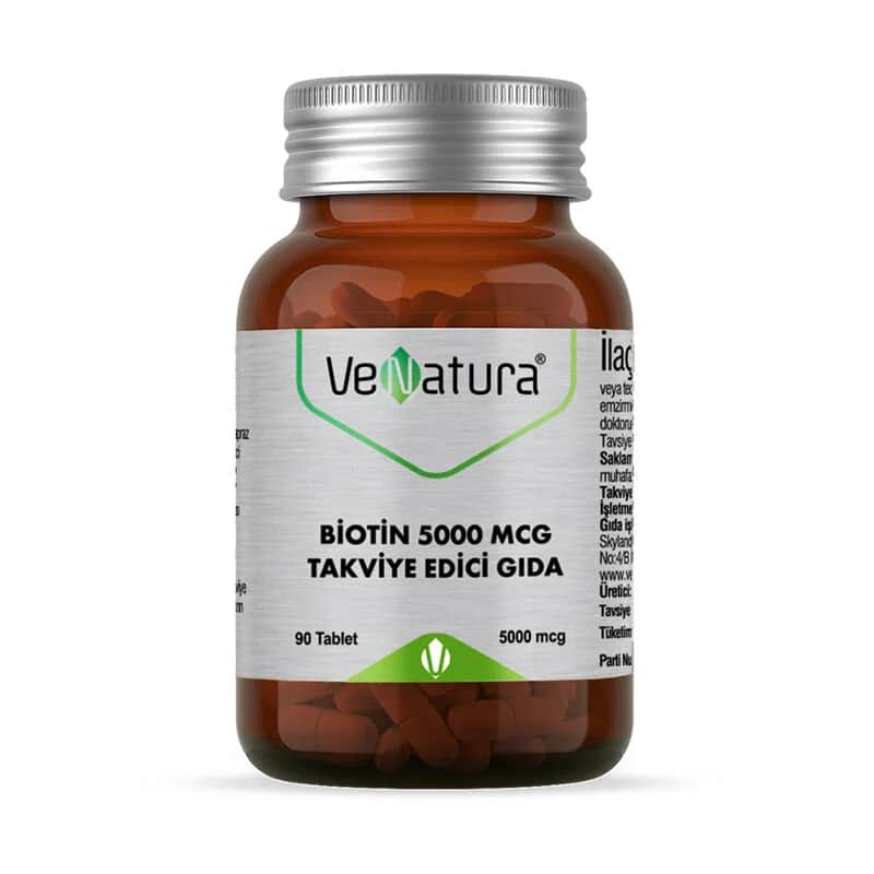 VeNatura Biotin 5000 mcg - 90 Tabletten für Haare, Haut, Nägel