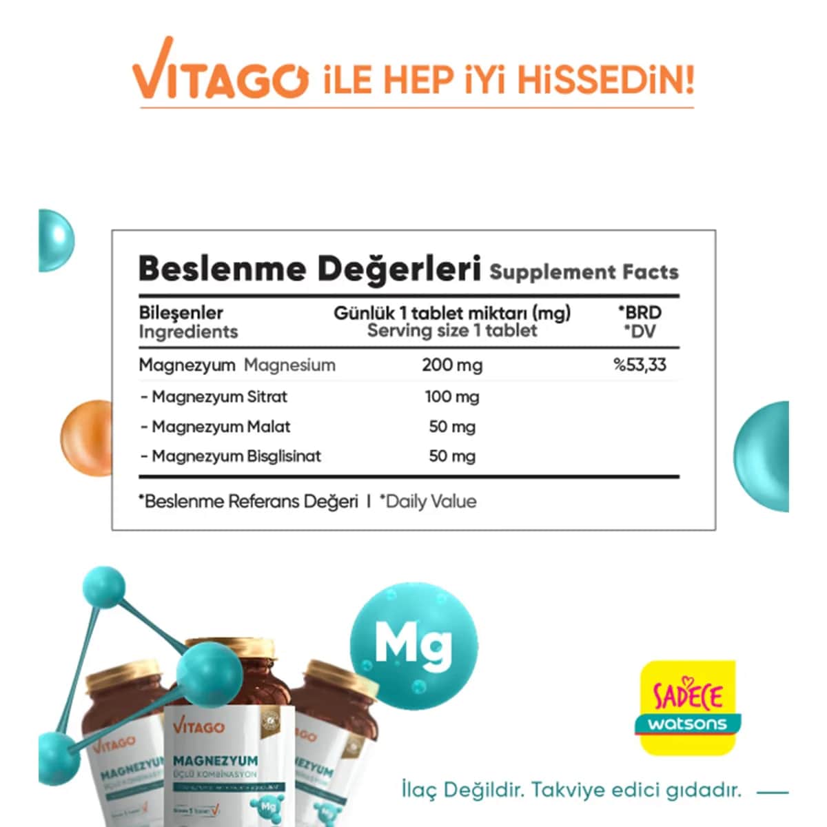 Vitago Magnesium Triple Effect Tabletten 30 Stück