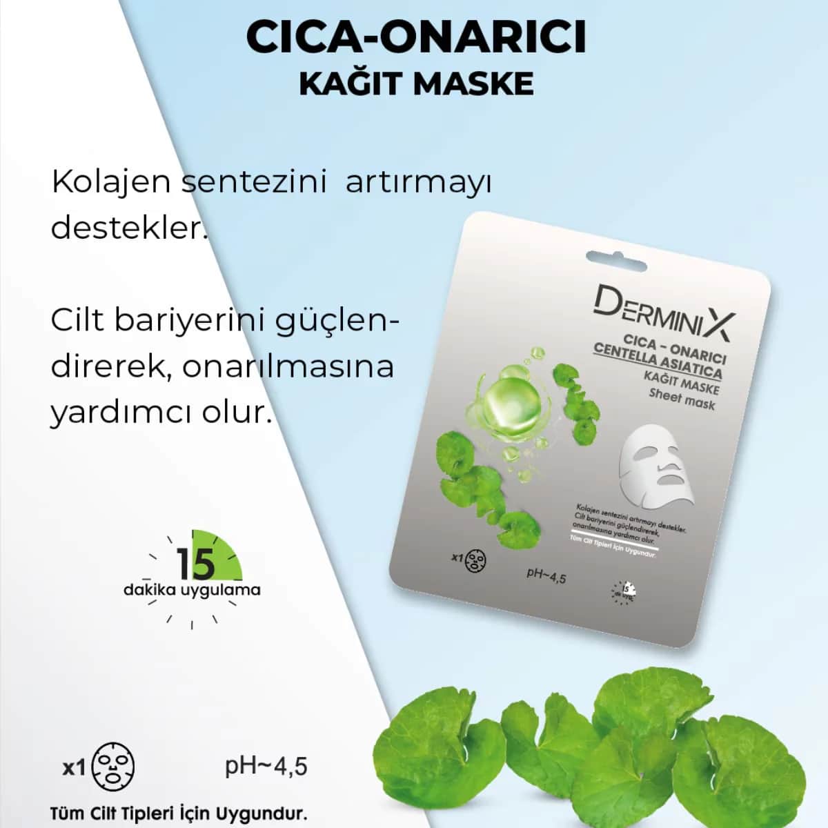 Derminix Cica Hydratisierende Papiermaske - Anti-Aging &amp; Reparatur