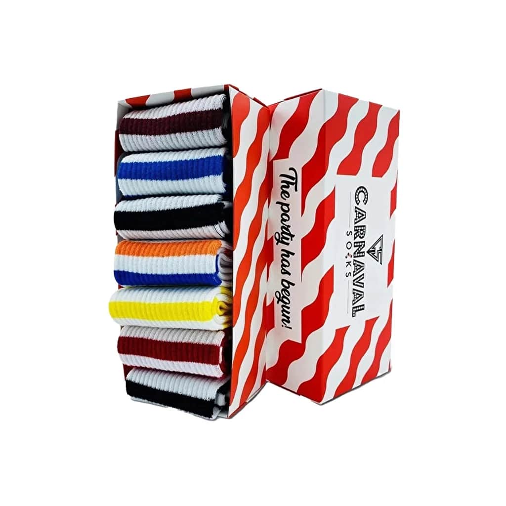 Carnaval 7-teiliges Set bunte Socken mit Kreis-Muster