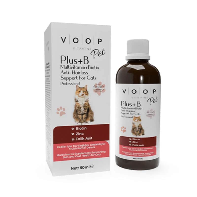 Voop Plus+B Katzenhaargesundheitstropfen mit Biotin &amp; Zink 50ml