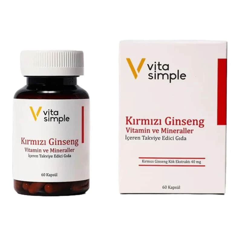 Rotes Ginseng Nahrungsergänzungsmittel mit Vitaminen - 60 Kapseln