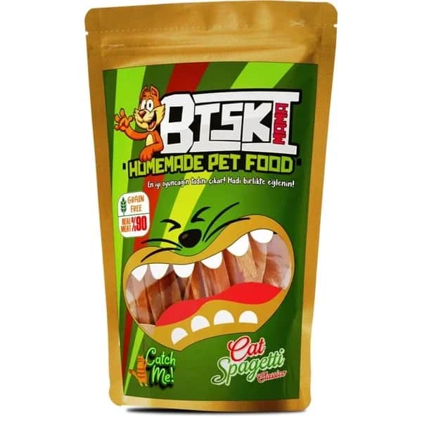 Biskimama Getreidefreie Hühner- und Lachs-Katzenpasta Leckerlis 30g