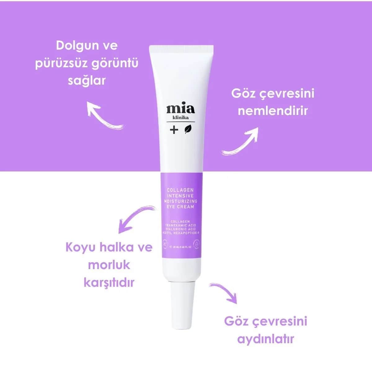 Mia Klinika Kollagen Augencreme - Anti-Aging &amp; Linderung von dunklen Augenringen