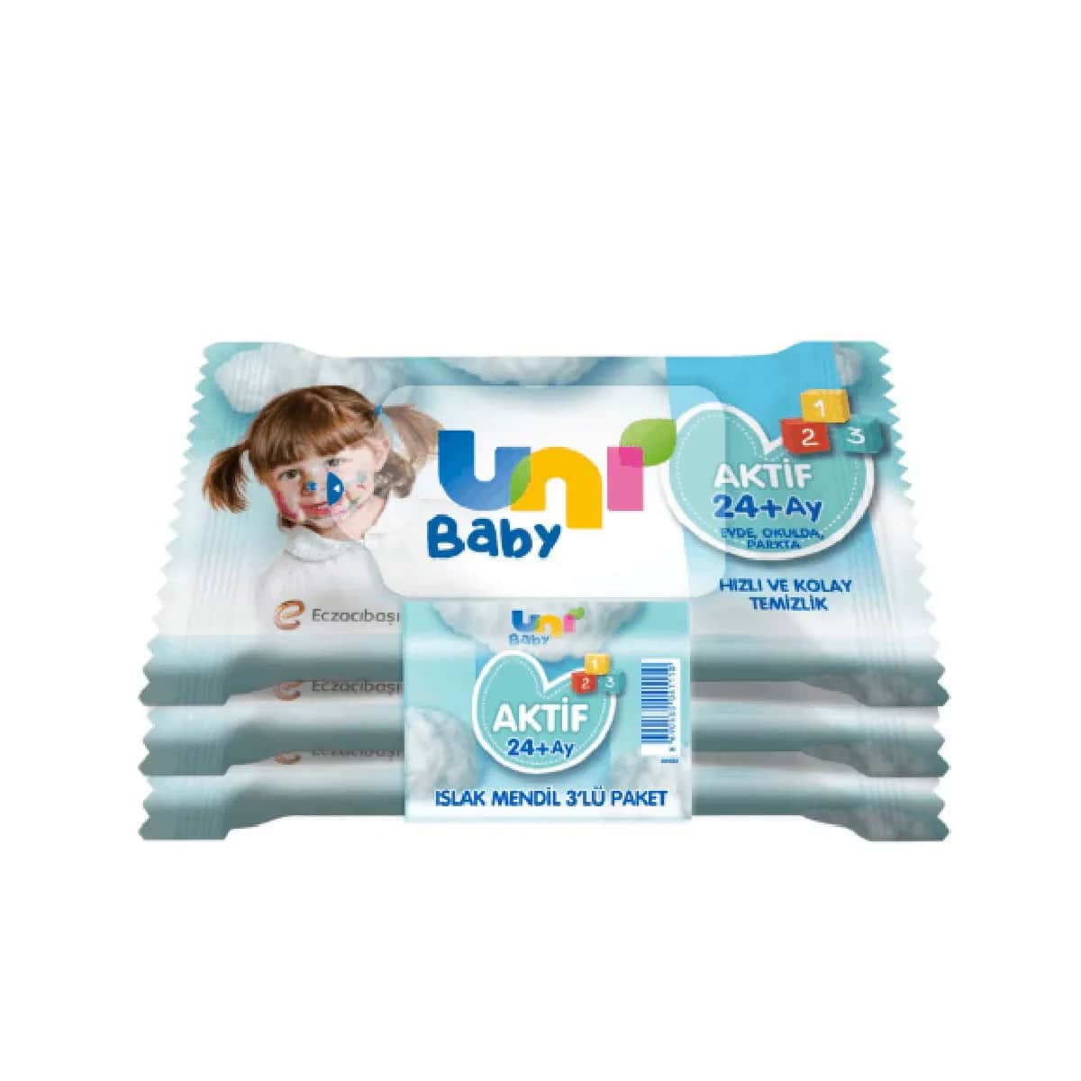 Uni Baby Aktive Feuchttücher 3x15 Pack für Kinder ab 24 Monaten
