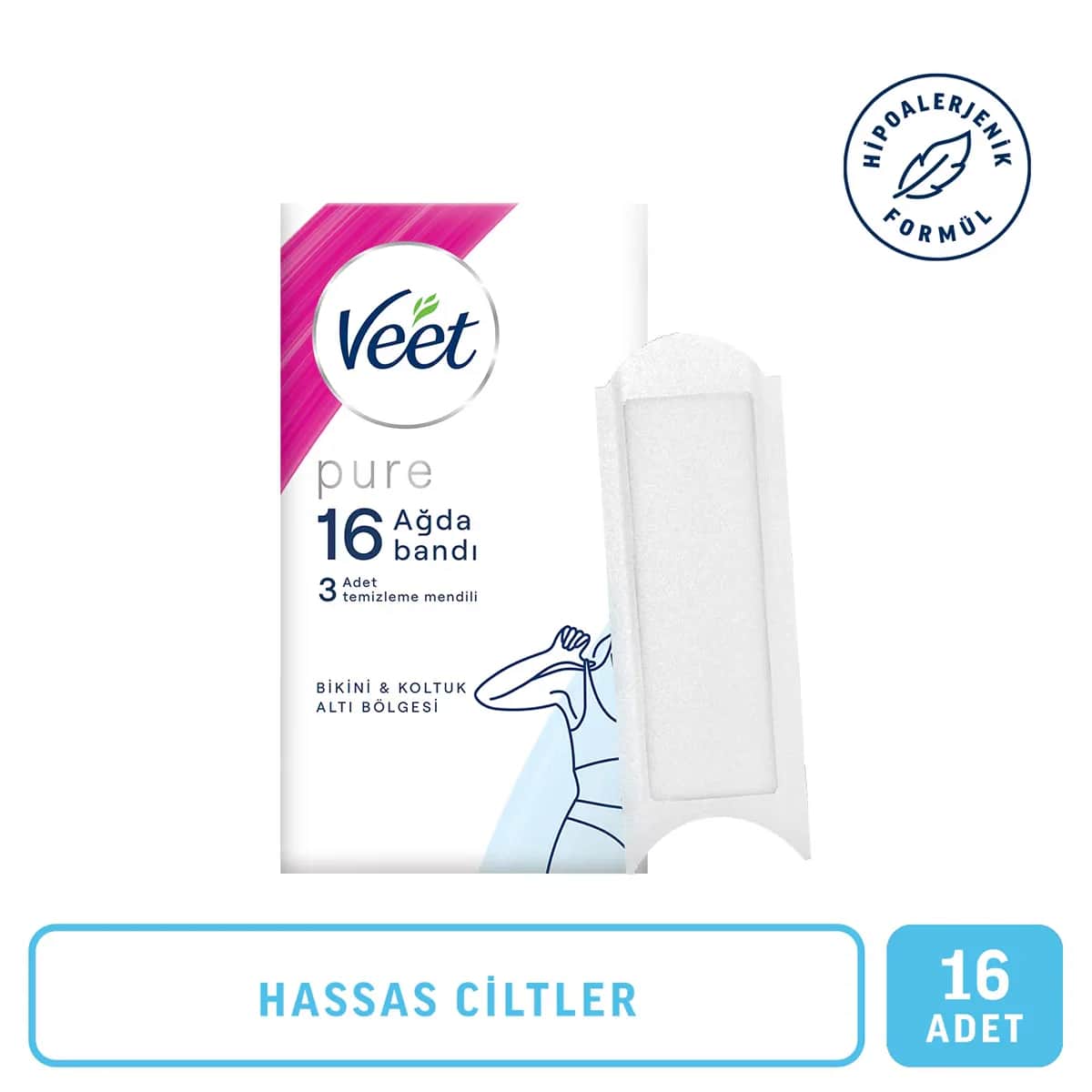 Veet Bikini- und Achselwachsstrips - 16 einfache Haarentfernungstücke