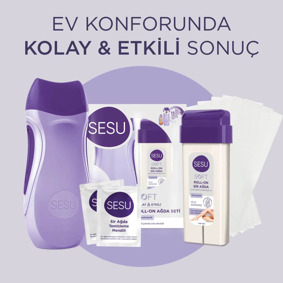 Sesu Soft Roll-On Wachs Set für glatte Haarentfernung und Hautpflege