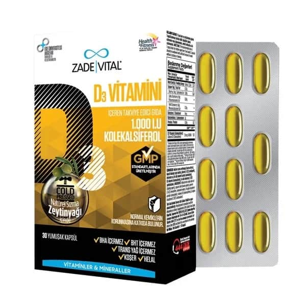 Zade Vital Vitamin D3 Weichkapseln - Unterstützung des Immunsystems, 30 Stück