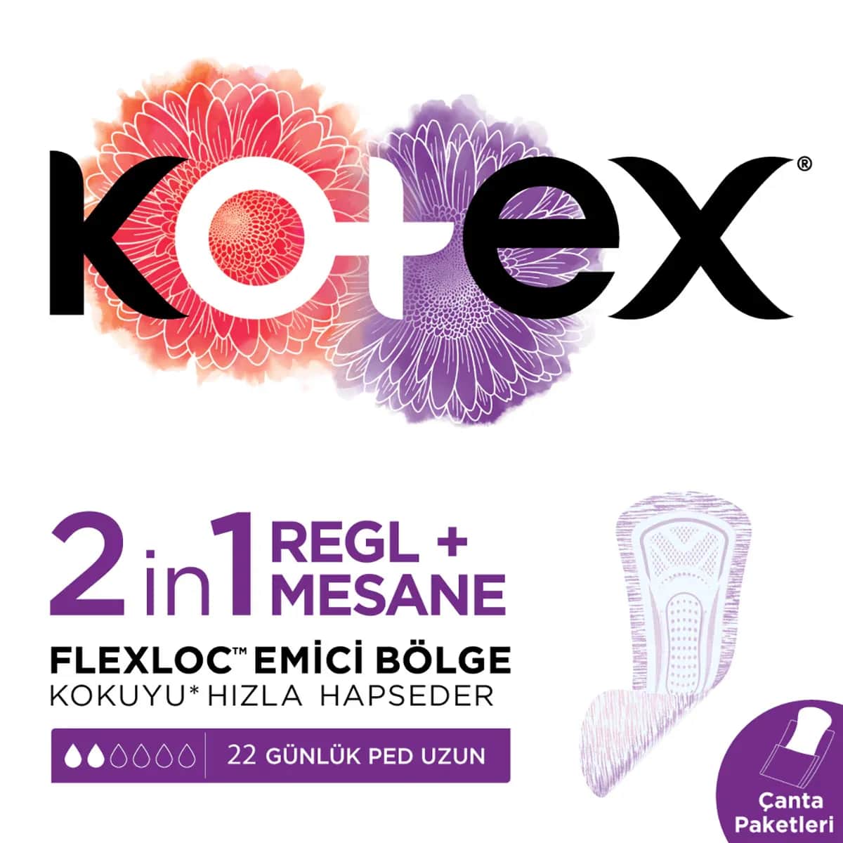 Kotex 2-in-1 Menstruations- und Blasenschutzauflagen, 22 Stück