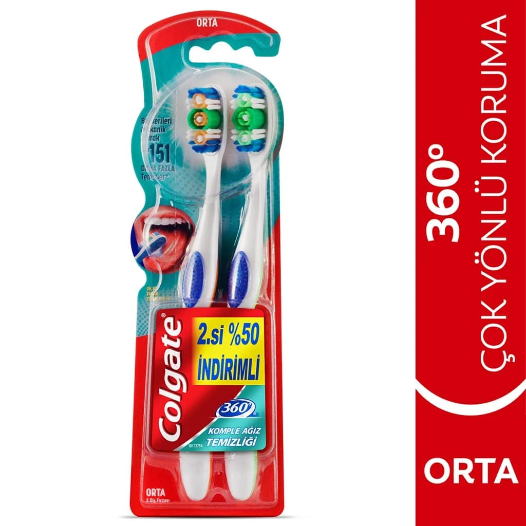 Colgate 360 Complete Medium Zahnbürste 1+1 für die Mundpflege