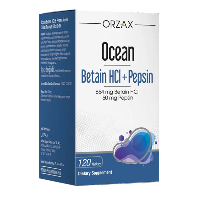 Orzax Ocean Betaine HCI+ Pepsin Verdauungsunterstützung 120 Tabletten