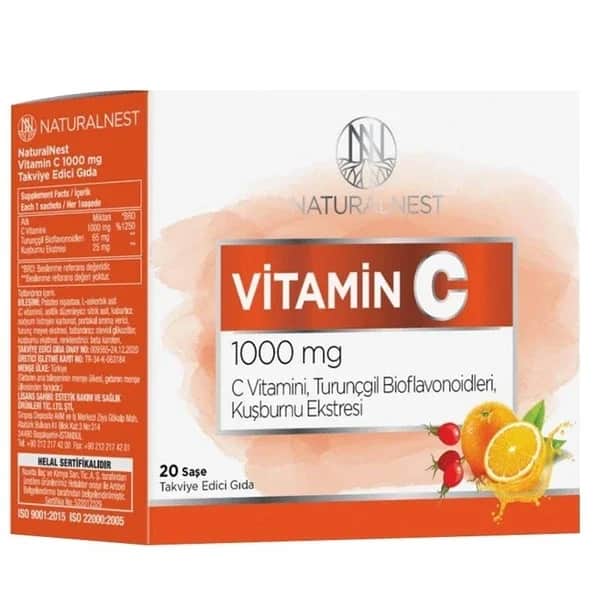 Naturalnest Vitamin C 1000 mg - 20 Beutel zur Unterstützung des Immunsystems