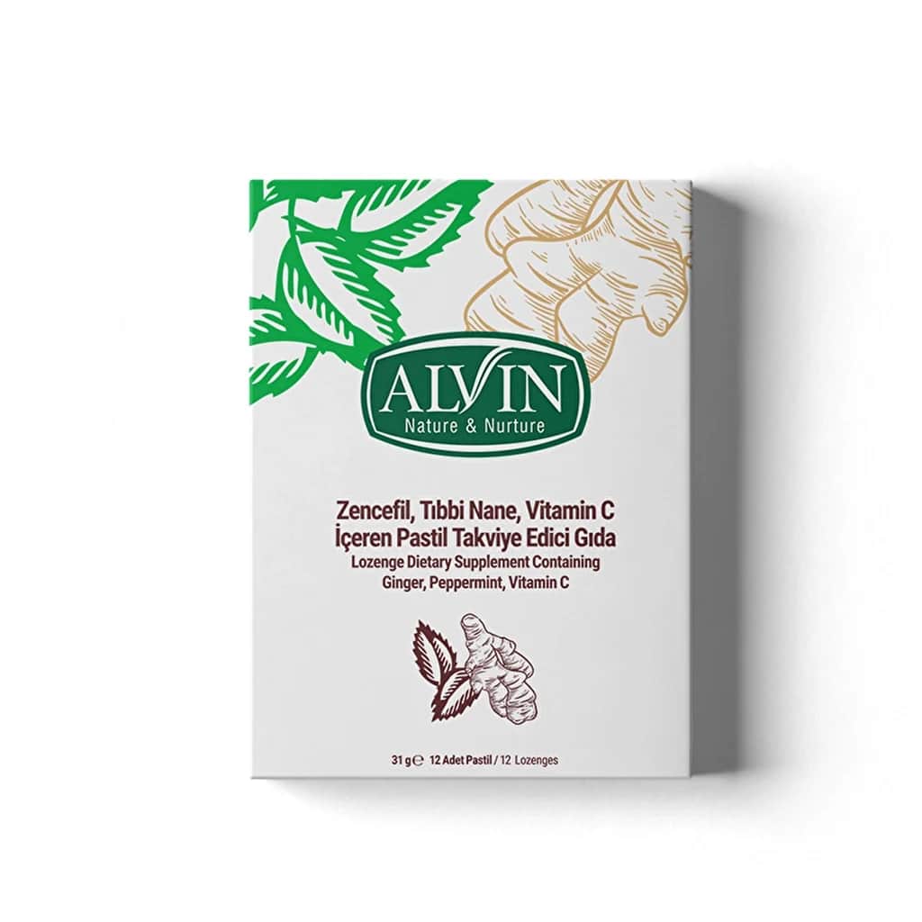 Alvin Ingwer Minze Pastillen | Vitamin C Ergänzung, 12 Stück