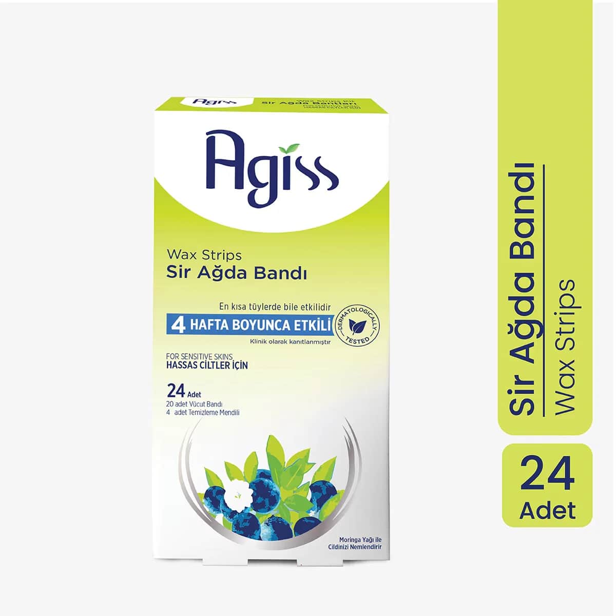 Agiss Sensitive Hautwachsstreifen mit Vitamin E &amp; Moringa - 24 Stück