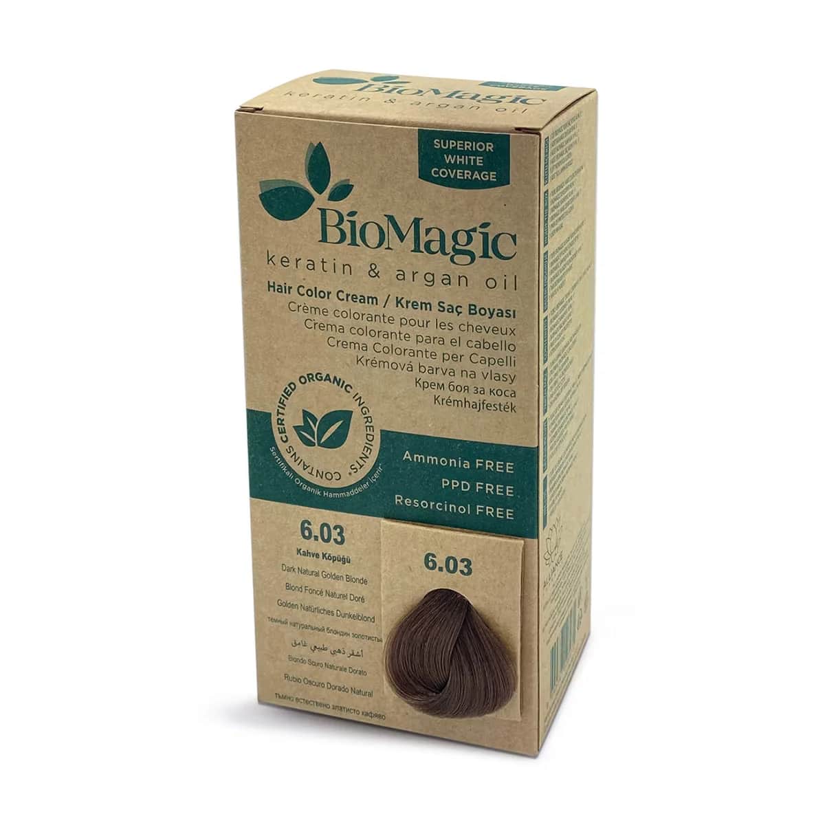 Biomagic Braune Schaum-Haarfarbe Nr. 6.03 - Nährende Formel