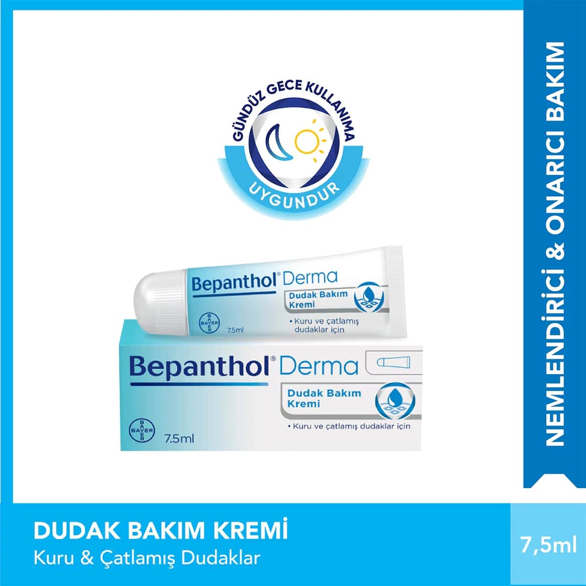 Bepanthol Lippenpflegecreme 7,5 ml - Feuchtigkeitsspendende Linderung für spröde Lippen