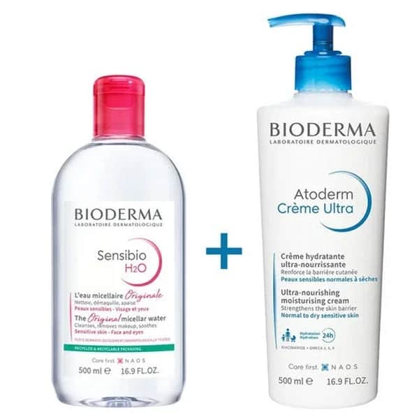 Bioderma Atoderm Ultra Creme &amp; Sensibio H2O Geschenkset 500ml