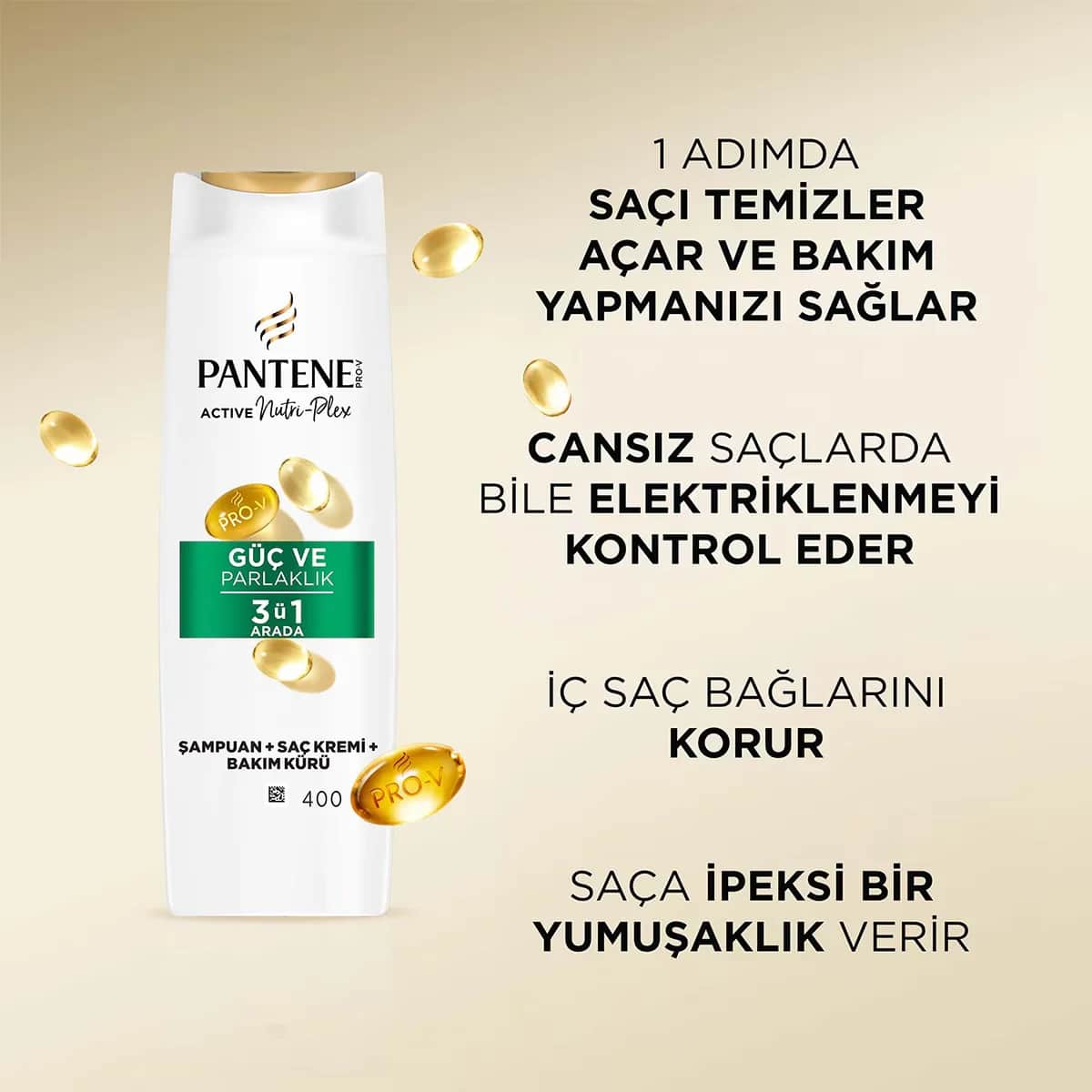 Pantene Power &amp; Shine 3-in-1 Shampoo 400ml