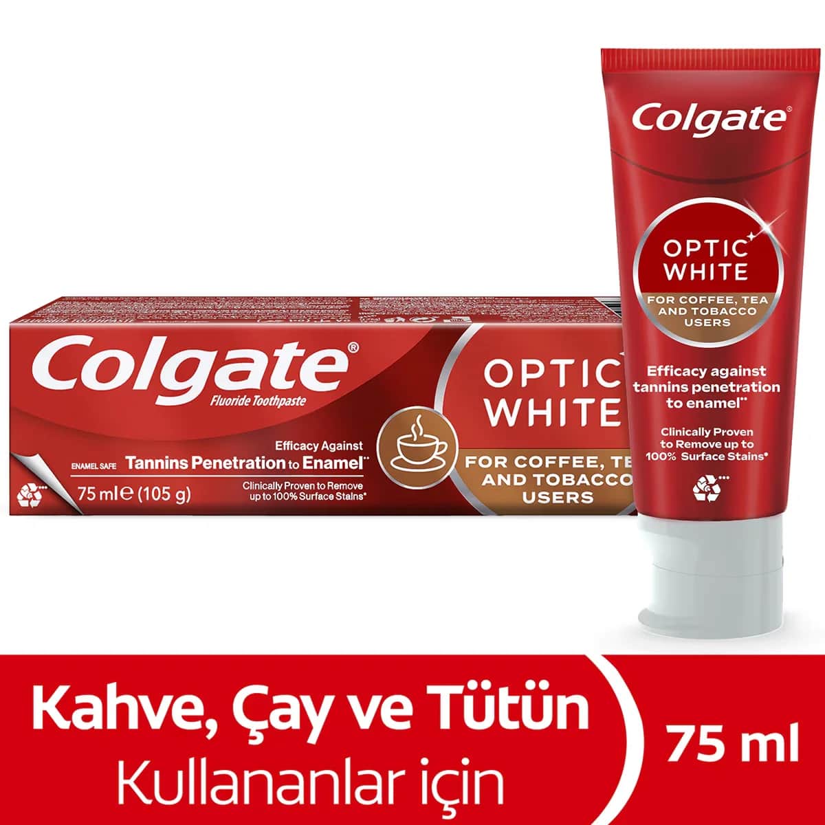 Colgate Optic White Zahnpasta gegen Kaffee- und Teeflecken 75ml