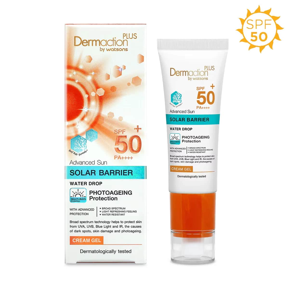 Dermaction Plus SPF 50 umweltfreundliches Sonnencreme-Gel - feuchtigkeitsspendend