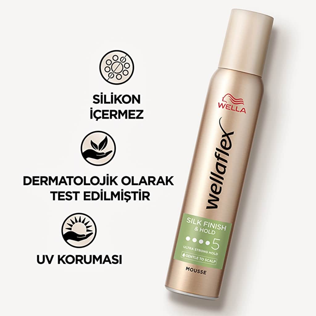 Wella Wellaflex Silk Finish & Hold Hair Mousse Ultra Strong Hold 200 ml - 5/5 hold - 6