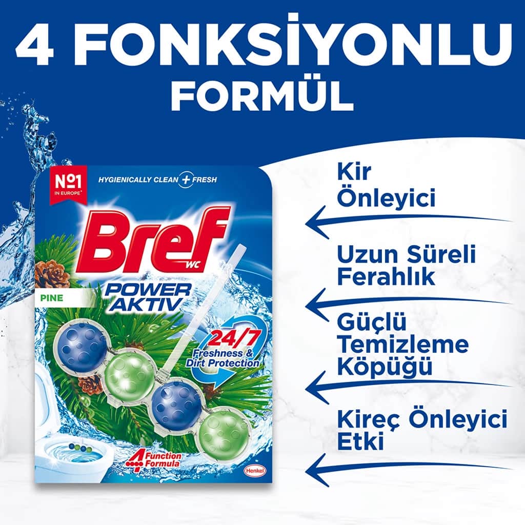 Bref Wc Power Aktiv Duopack Solid Toilet Block Pine - 2