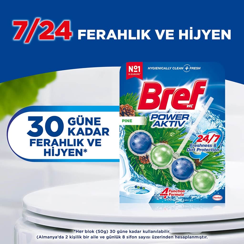 Bref Wc Power Aktiv Duopack Solid Toilet Block Pine - 3