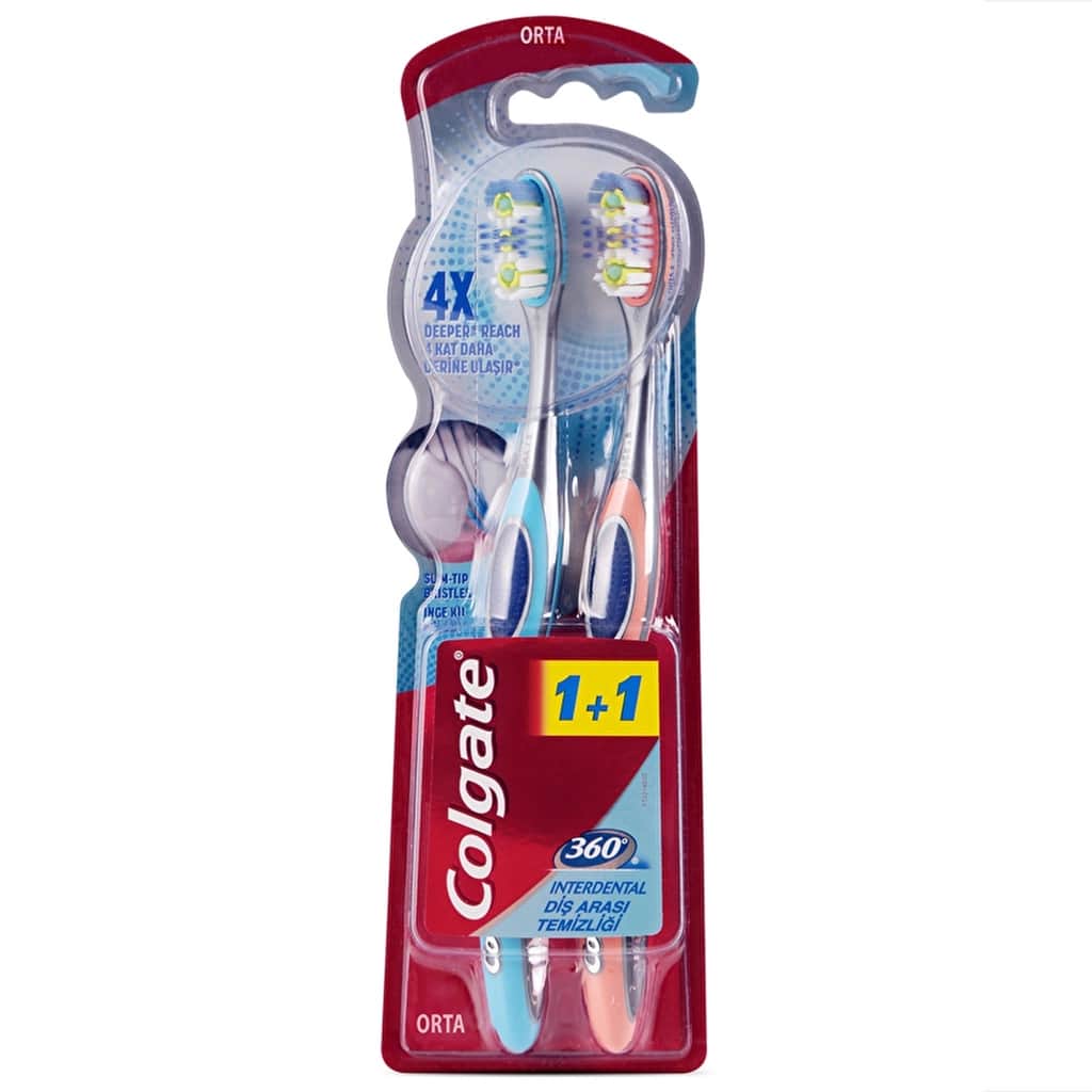 Colgate 360 interdental Medium Toothbrush 1+1 - 2