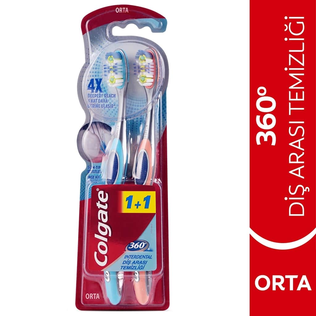 Colgate 360 interdental Medium Toothbrush 1+1 - 1
