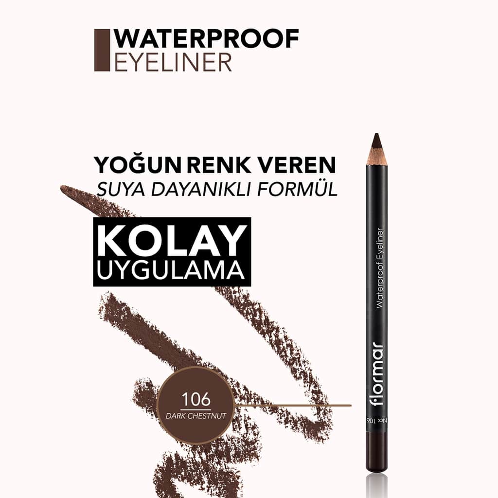 Flormar Waterproof Eyeliner 106 dark Chestnut - 4