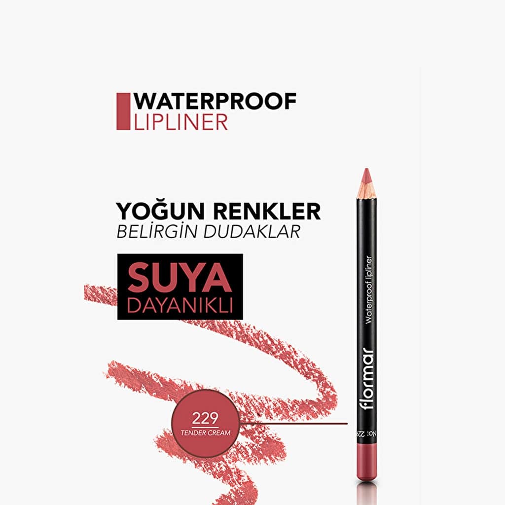 Flormar Waterproof And Intensely Pigmented Matte Lip Pencil 229 tender Cream - 6