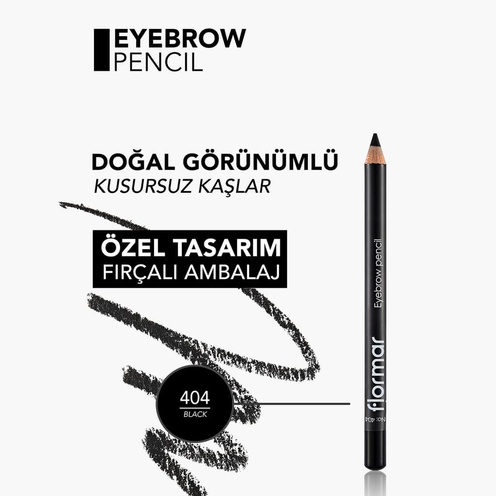 Flormar Soft Tip And Blending Brush Eyebrow Pencil 404 black - 5